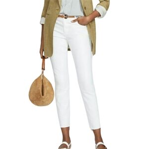 Lafayette 148 Yarn Dyed Denim Step Hem Mercer Jean White